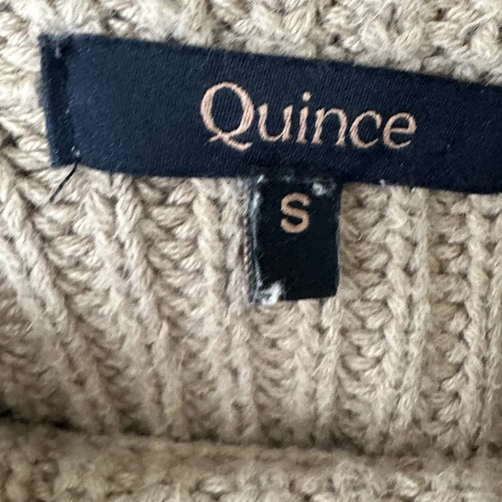Quince Womens 100% Organic Cotton Fisherman Crew Sweater in Camel Size Small